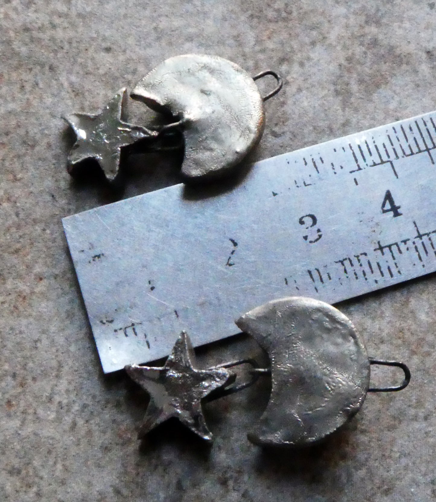 Ceramic Lustrous Moulded Moon and Star Earring Dangles- Mirror Blue