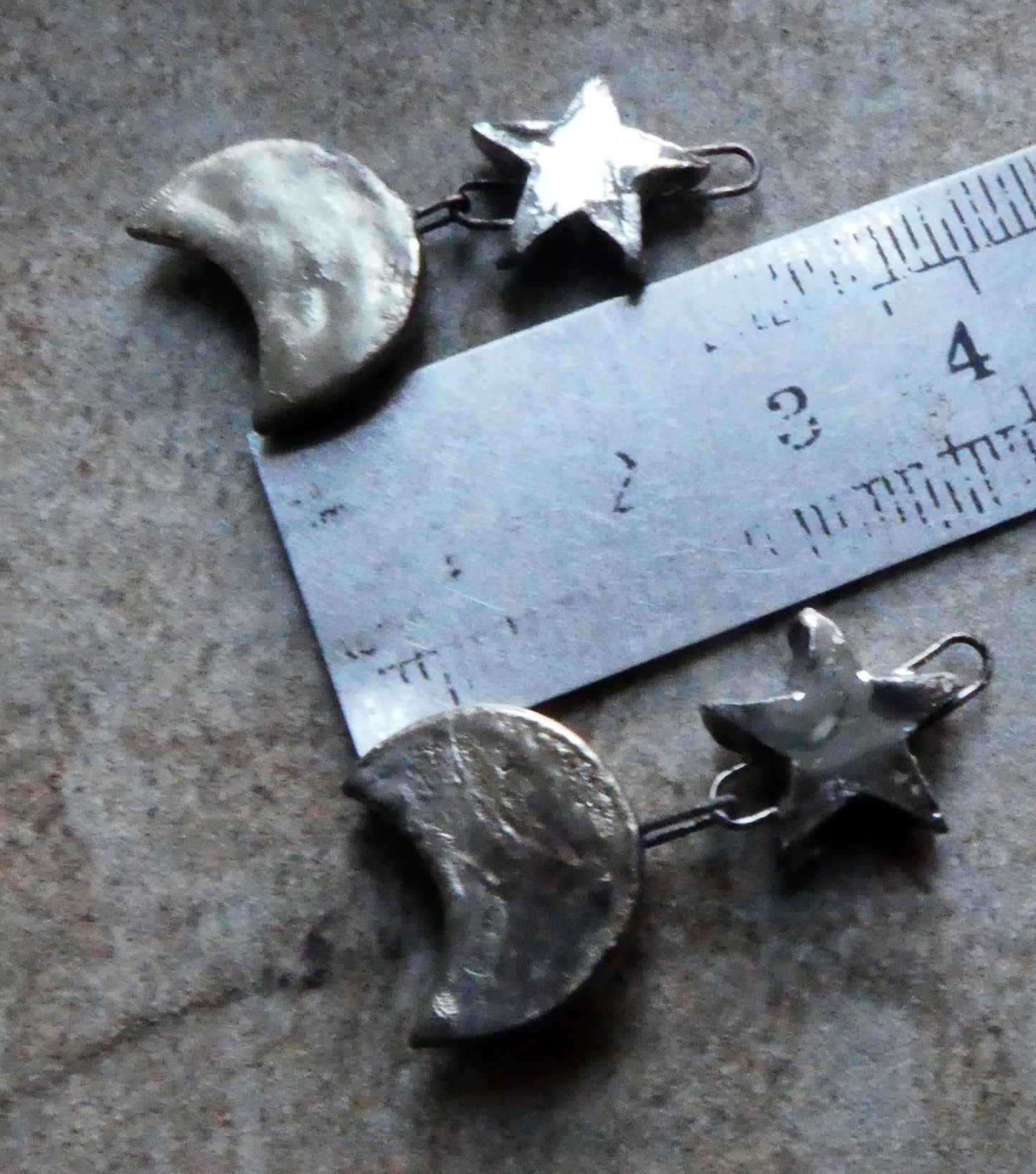 Ceramic Lustrous Star and Moulded Moon Earring Dangles-Outer Space