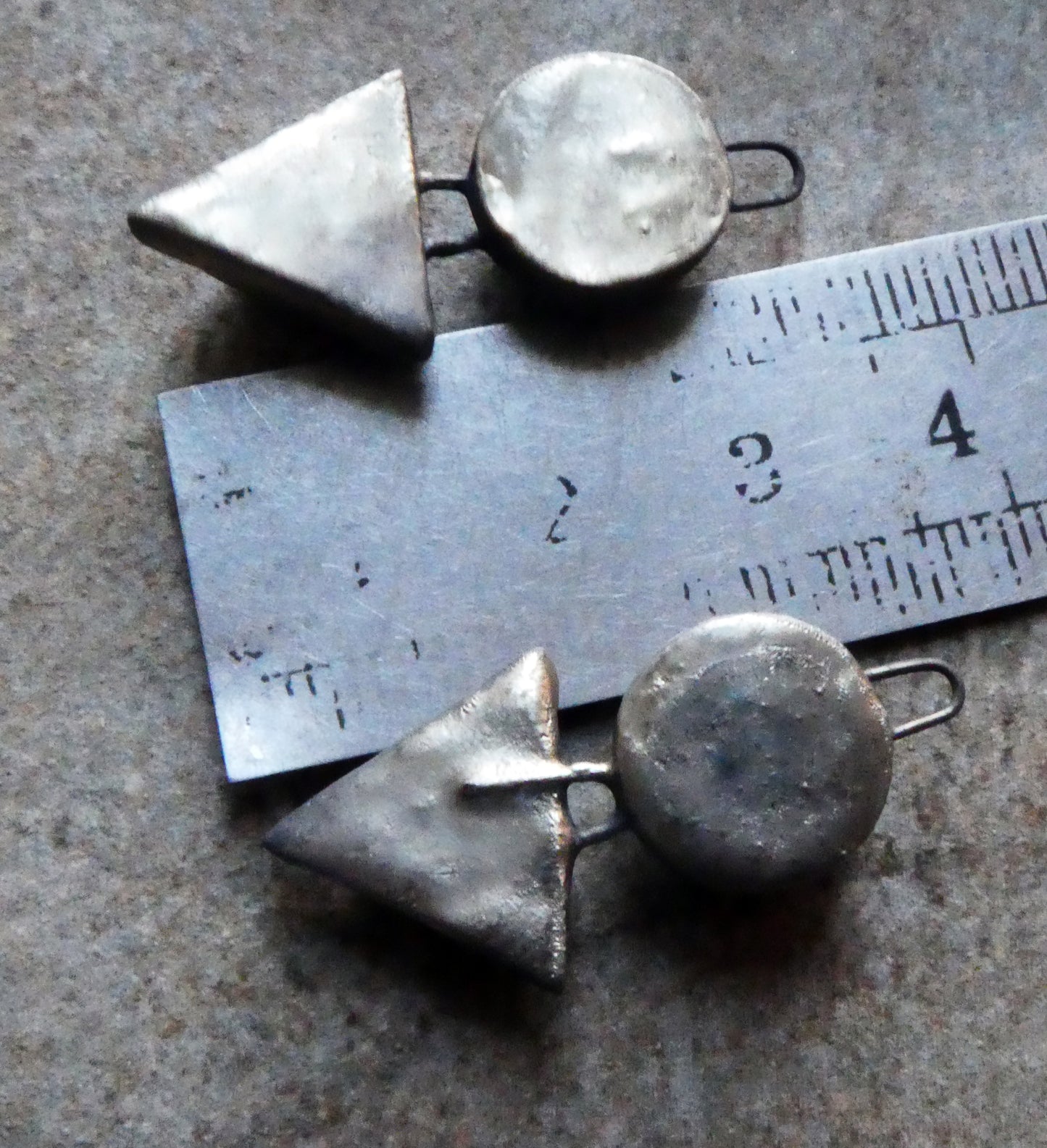 Ceramic Moulded Disc and Triangle Charms -Rockpool