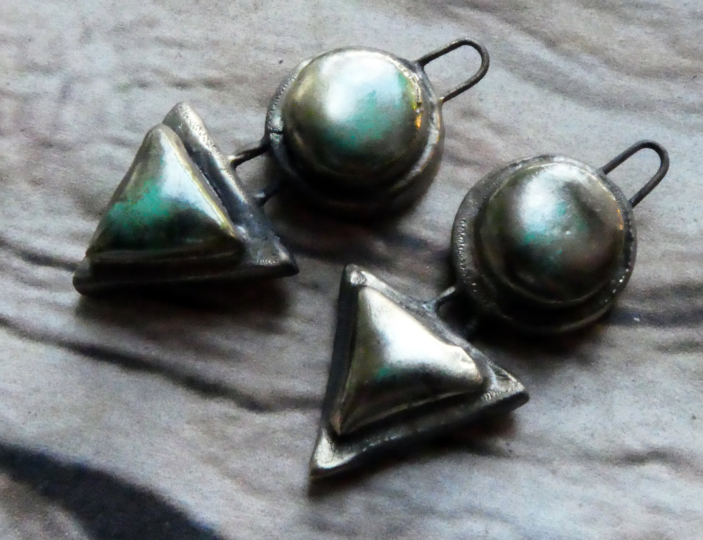 Ceramic Moulded Disc and Triangle Charms -Supernova