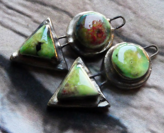 Ceramic Moulded Disc and Triangle Charms -Mixed Melon