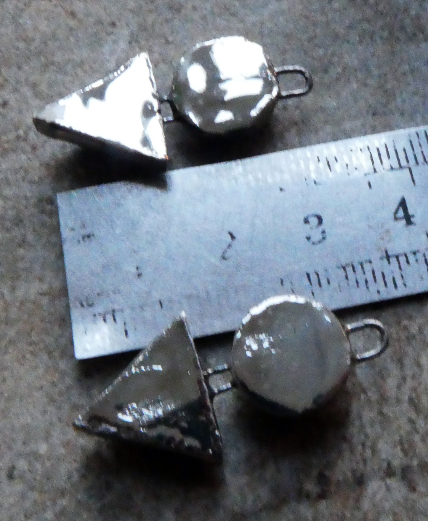 Ceramic Moulded Disc and Triangle Charms -Gold and Platinum