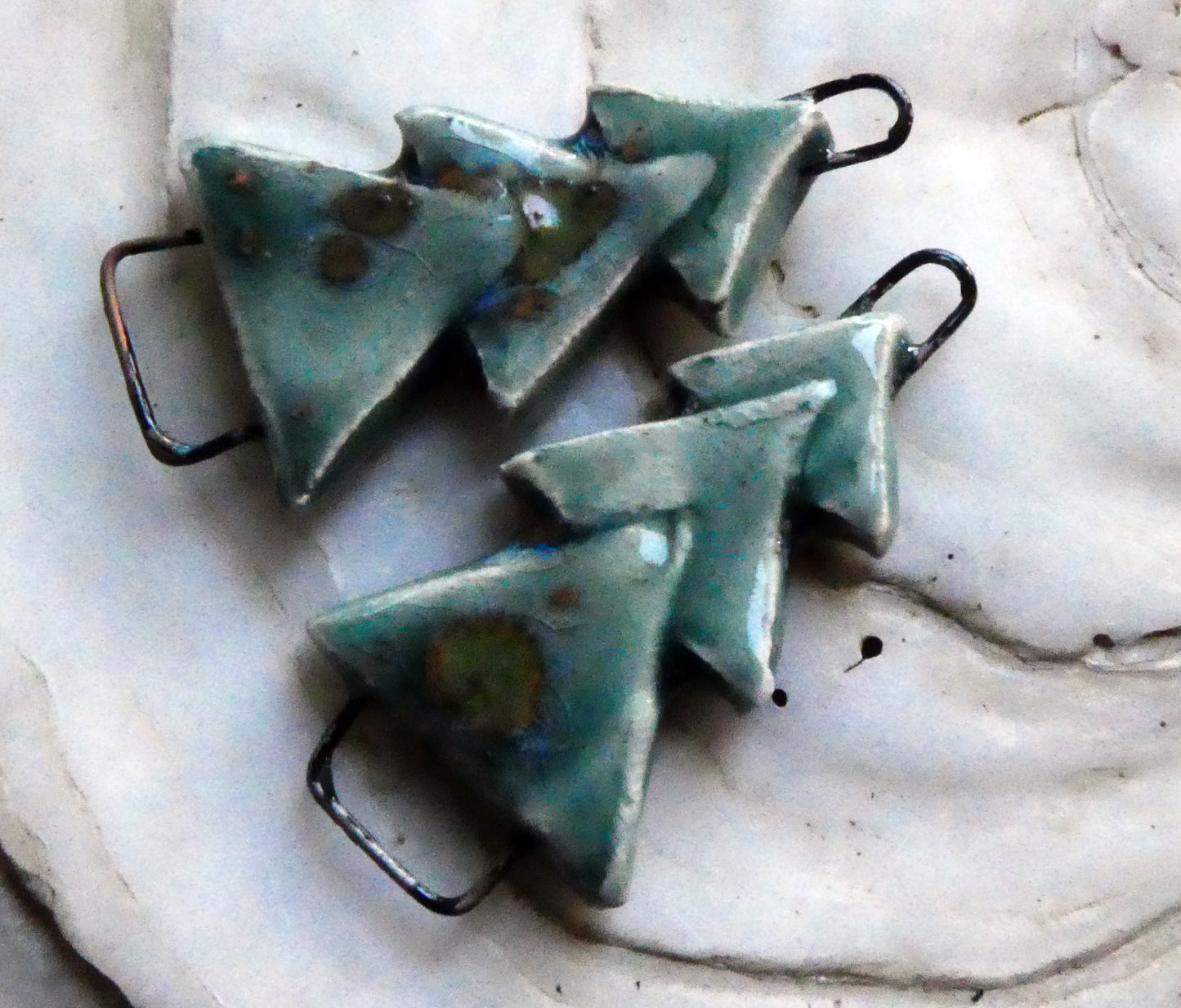 Ceramic Stacked Tree Connectors -Mystic Jade