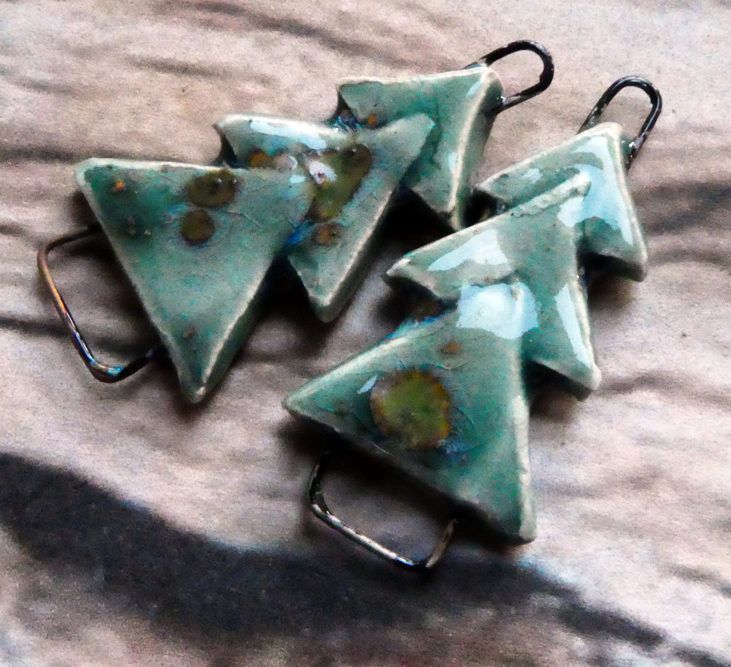 Ceramic Stacked Tree Connectors -Mystic Jade