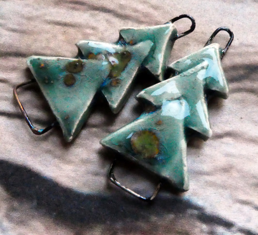 Ceramic Stacked Tree Connectors -Mystic Jade