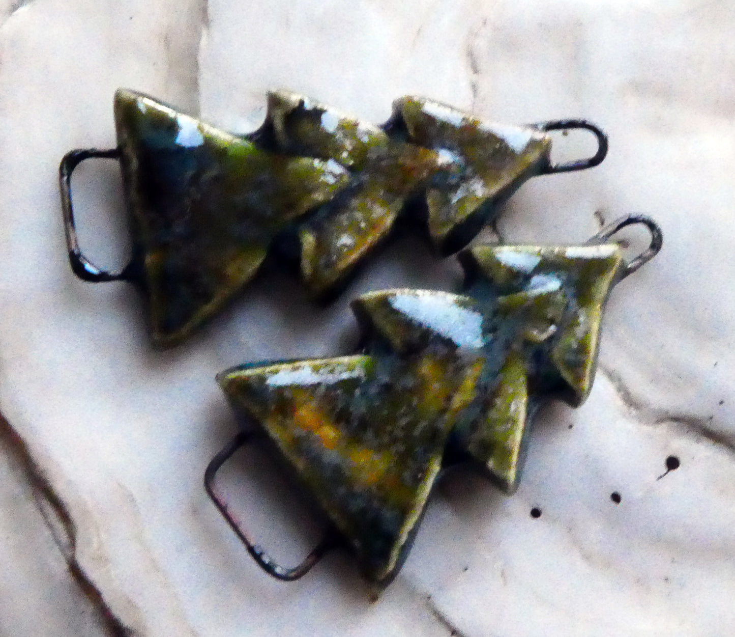 Ceramic Stacked Tree Connectors -Dark Jade
