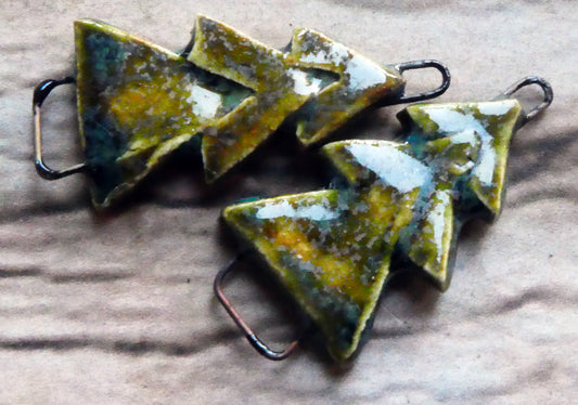 Ceramic Stacked Tree Connectors -Dark Jade