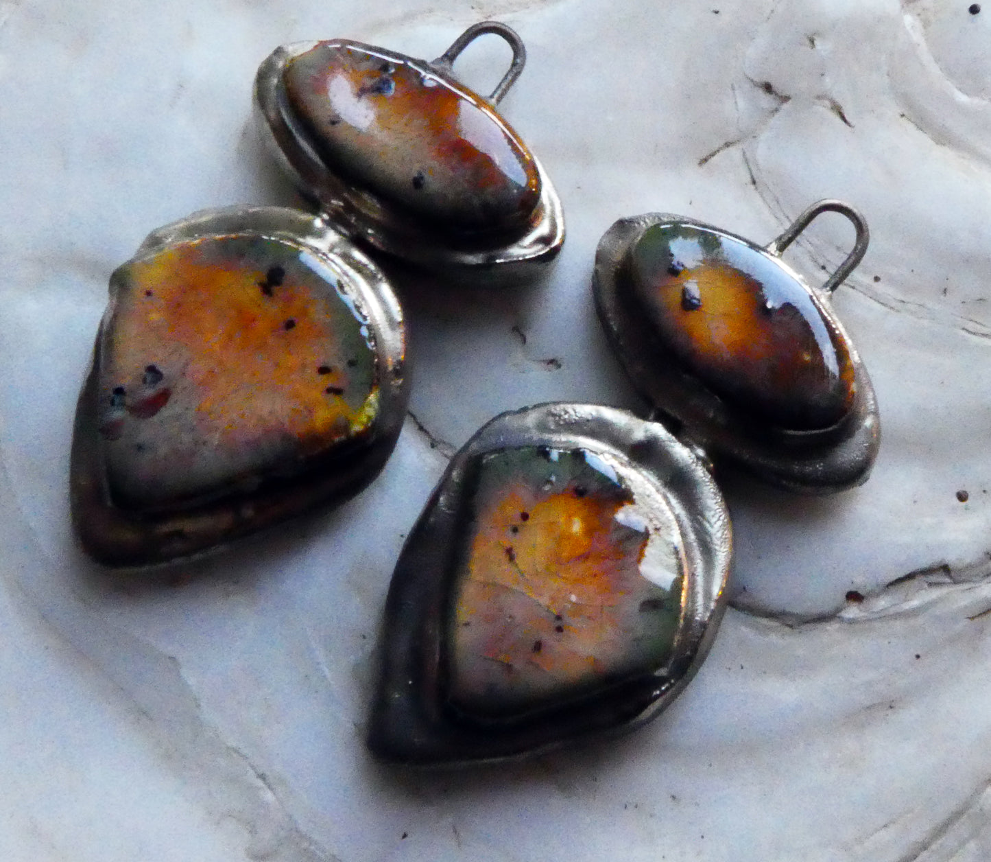 Ceramic Moulded Mixed Shape Charms - Amber Ash