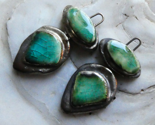 Ceramic Moulded Mixed Shape Charms - Lime