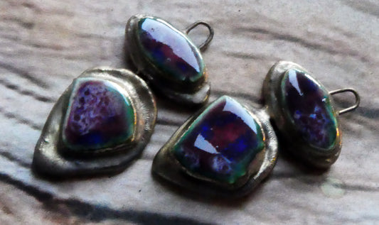 Ceramic Moulded Mixed Shape Charms - Plum Jelly