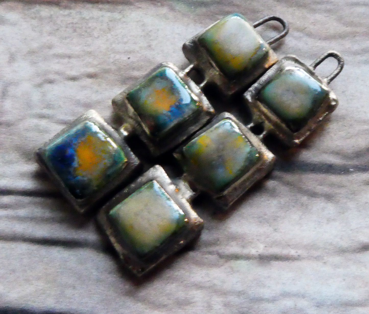 Ceramic Moulded Square Stack Charms -Outer Space