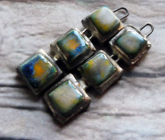Ceramic Moulded Square Stack Charms -Outer Space