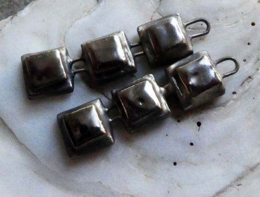 Ceramic Moulded Square Stack Charms -Platinum