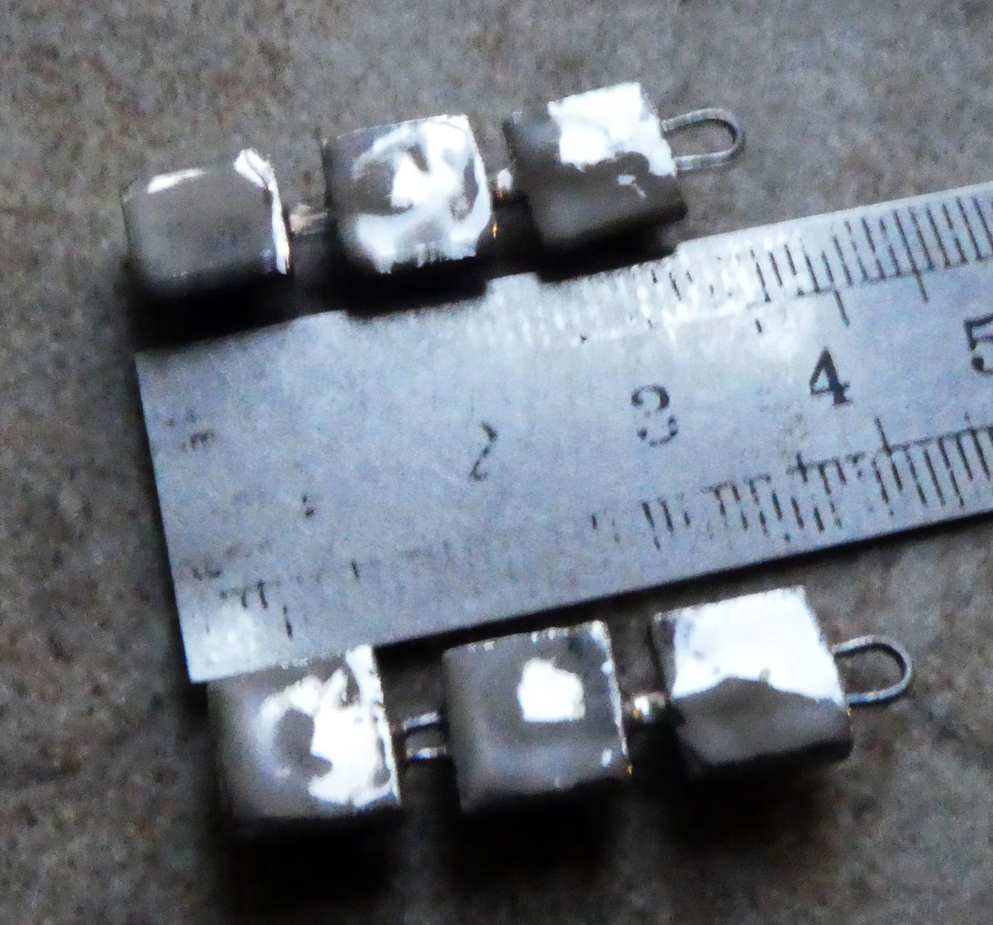 Ceramic Moulded Square Stack Charms -Soft Blue and Platinum