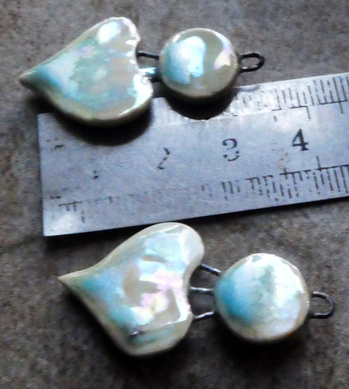 Ceramic Lustrous Disc and Lotus Charms - Blue Ice