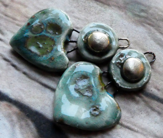 Ceramic Disc and Lotus Charms - Mystic Jade