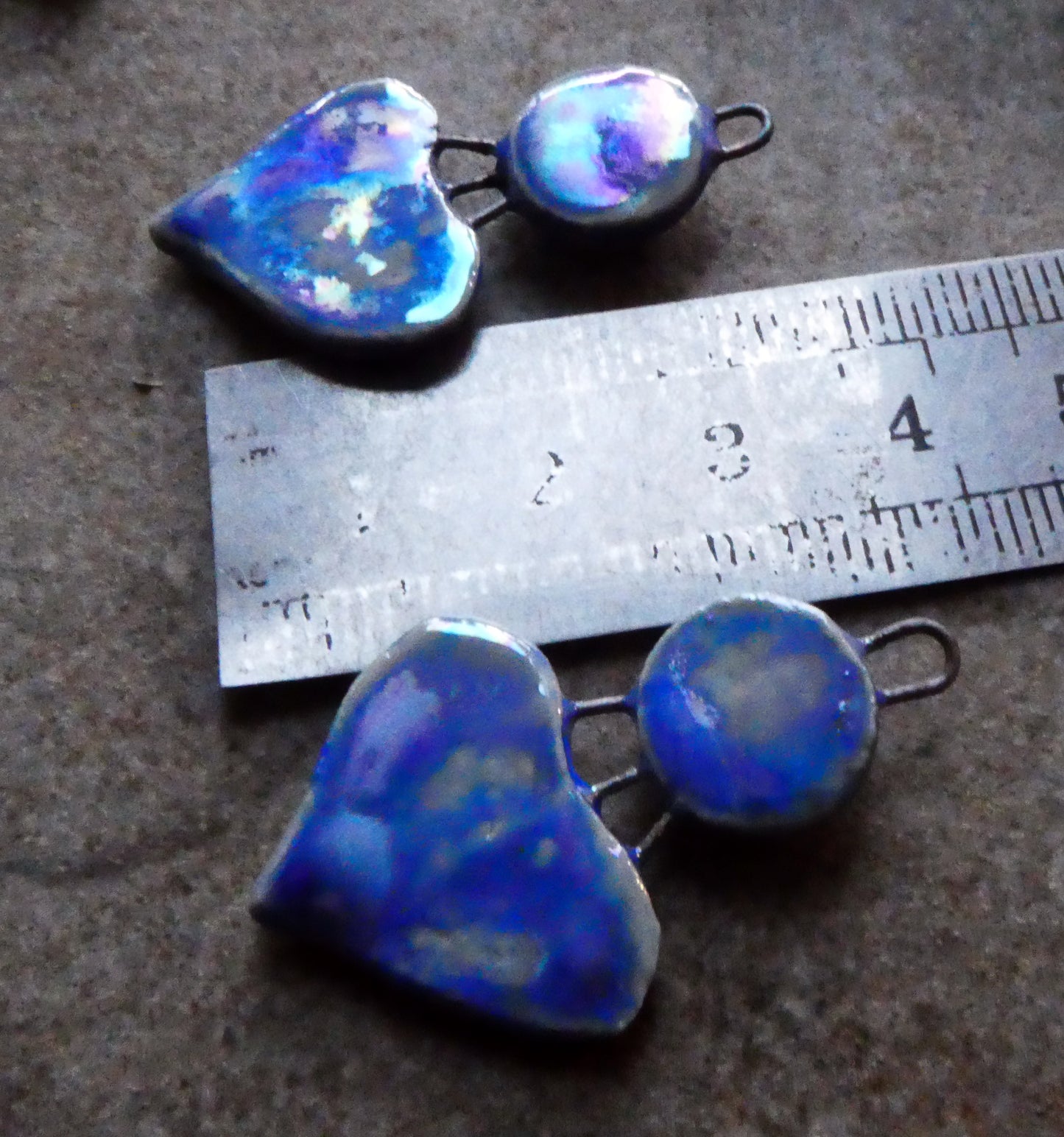 Ceramic Lustrous Disc and Lotus Charms - Soft Blue