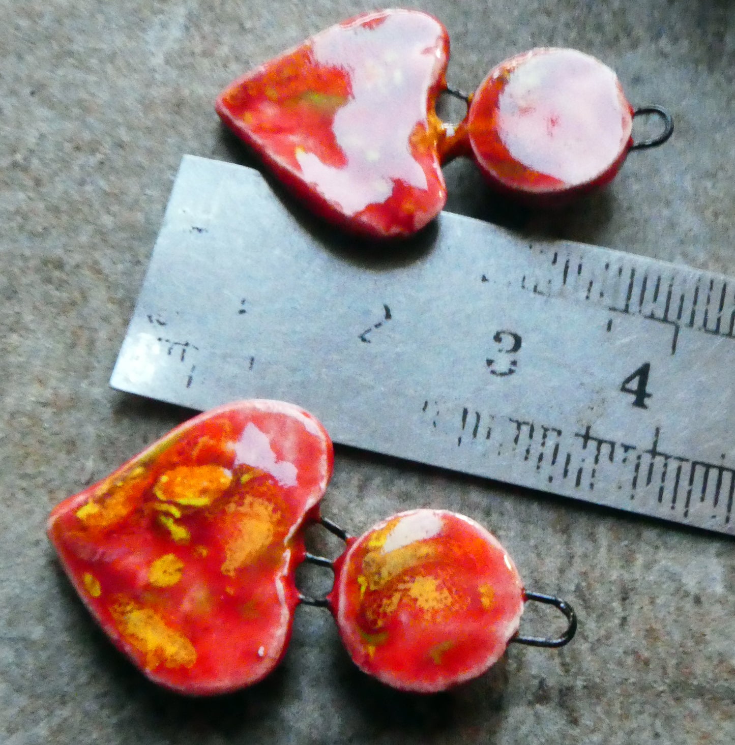Ceramic Disc and Lotus Charms - Firecracker