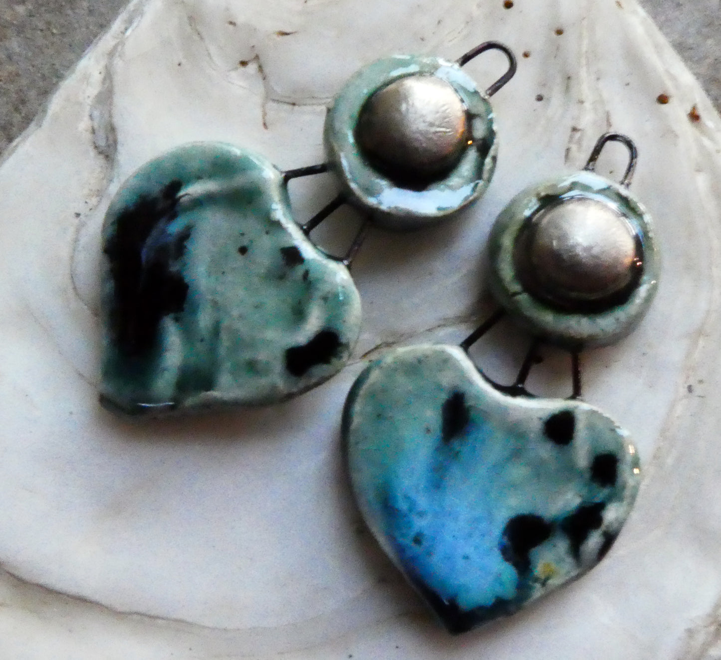 Ceramic Disc and Lotus Charms - Ocean Mist