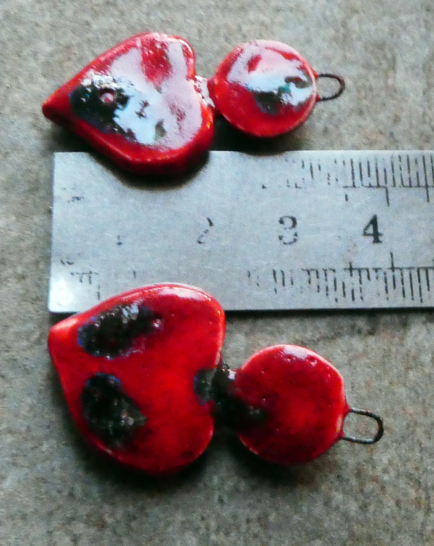 Ceramic Disc and Lotus Charms - Ladybird