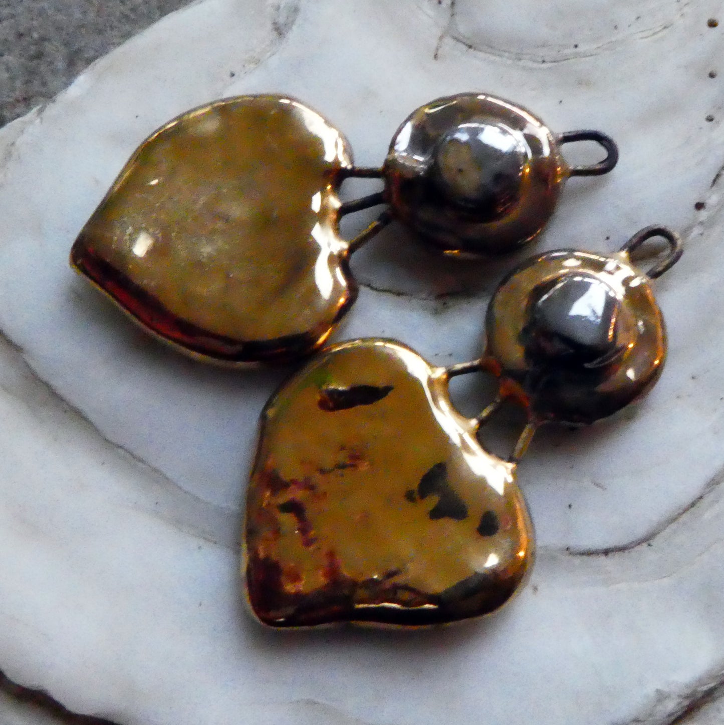 Ceramic Disc and Lotus Charms - Gold and Platinum