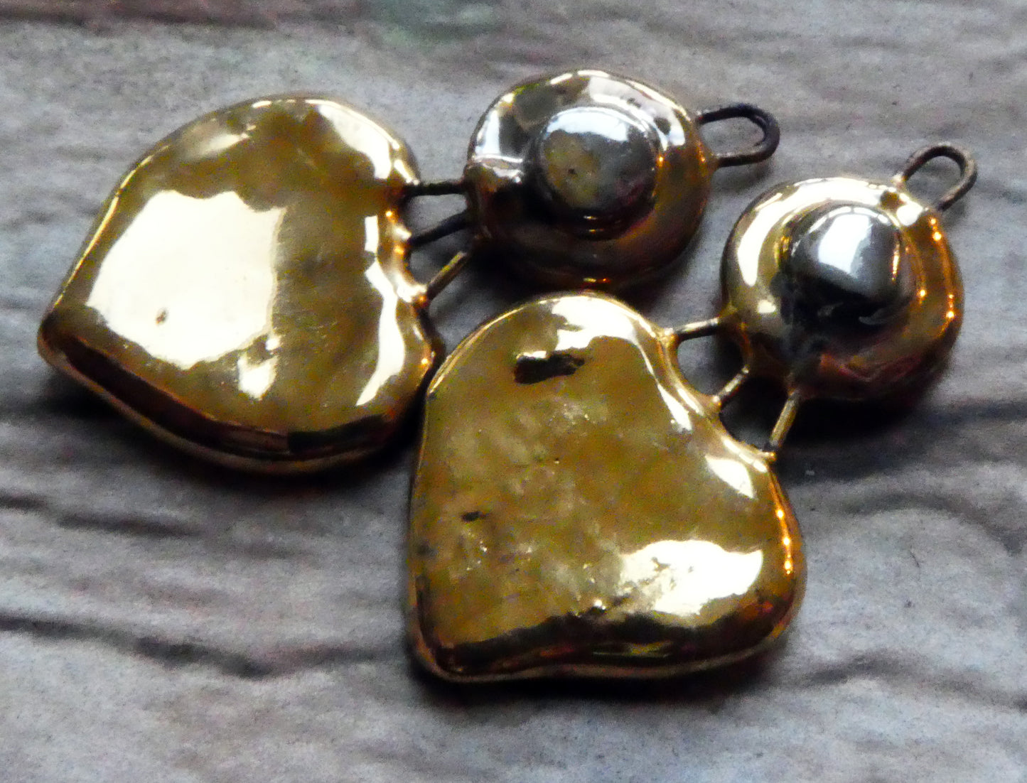 Ceramic Disc and Lotus Charms - Gold and Platinum