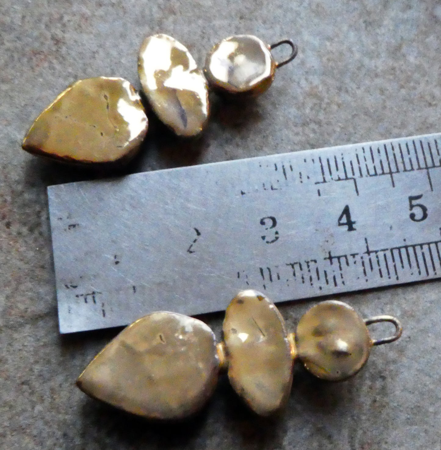 Ceramic Moulded Mixed Shape Stack Charms -  Platinum and Gold