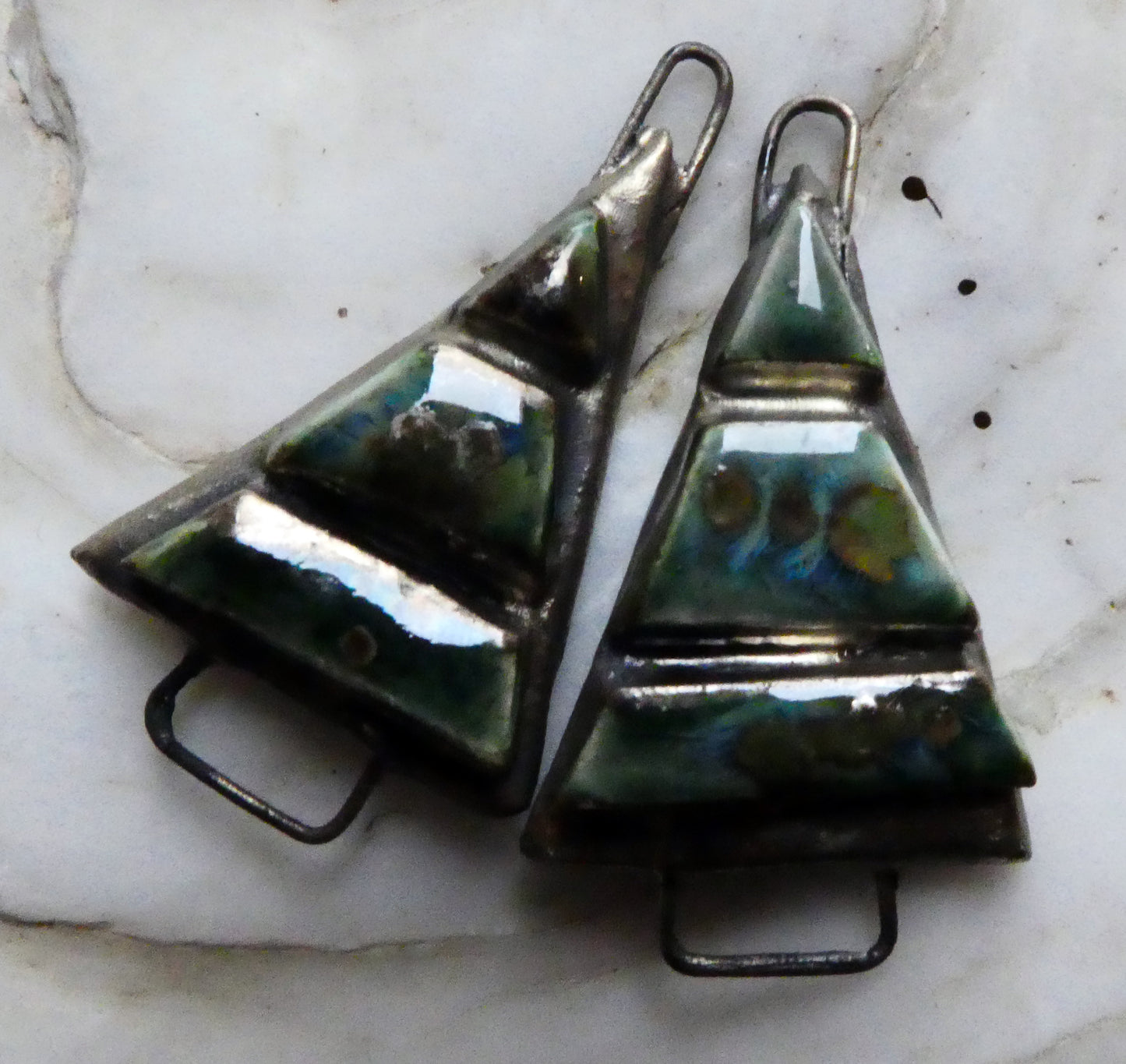 Ceramic Moulded Tree Connectors -Mystic Jade