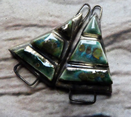 Ceramic Moulded Tree Connectors -Mystic Jade