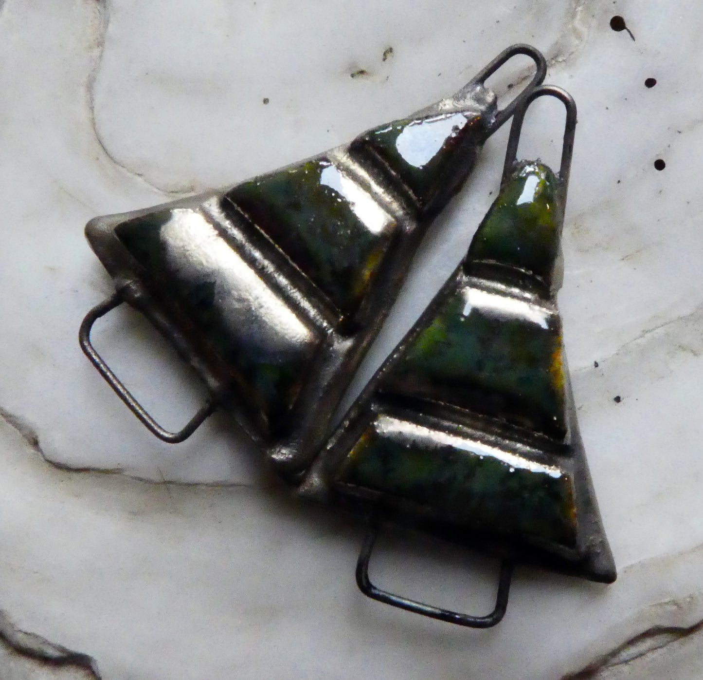 Ceramic Moulded Tree Connectors -Dark Jade