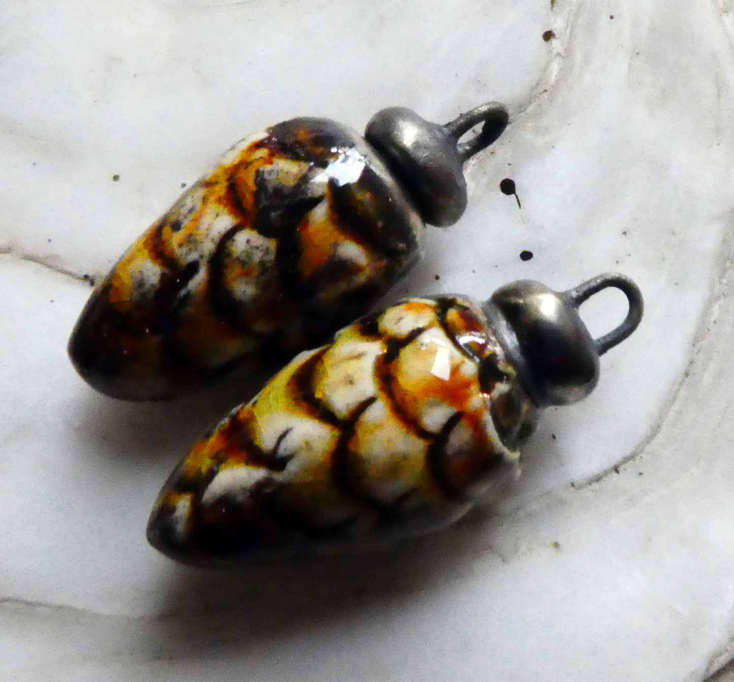 Ceramic Pine Cone Charms