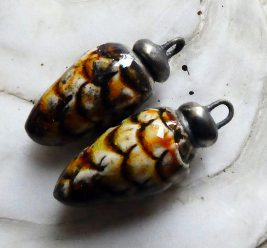 Ceramic Pine Cone Charms