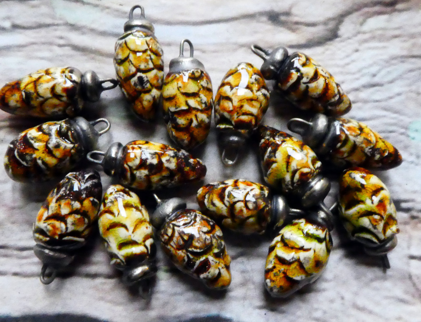 Ceramic Pine Cone Charms