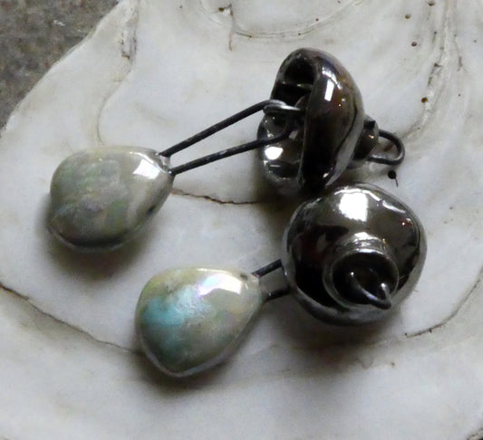 Ceramic Cap and Dangle Dangles - Blue Ice and Platinum