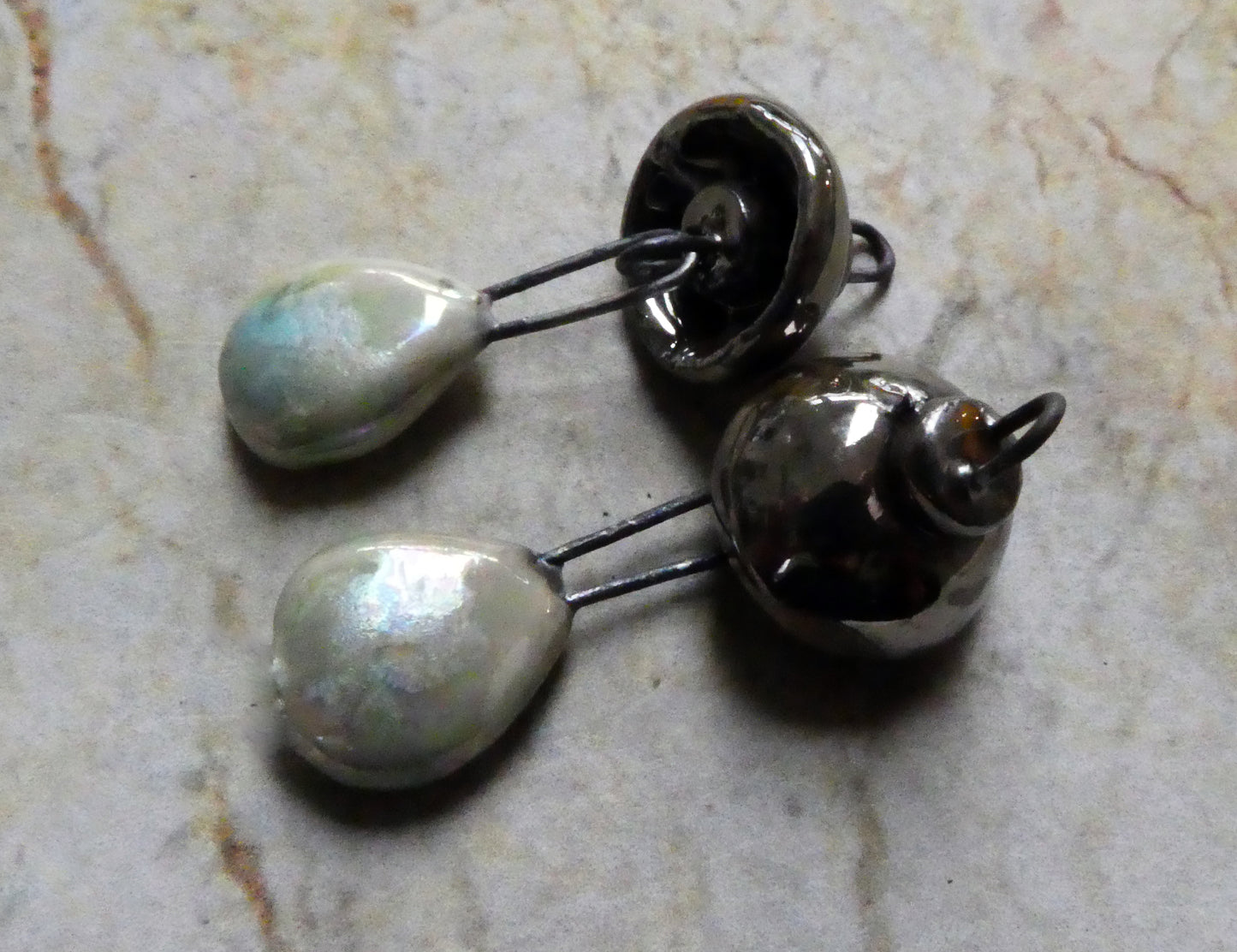 Ceramic Cap and Dangle Dangles - Blue Ice and Platinum