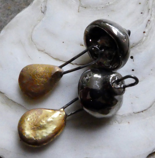 Ceramic Cap and Dangle Dangles -Platinum and Dusky Gold