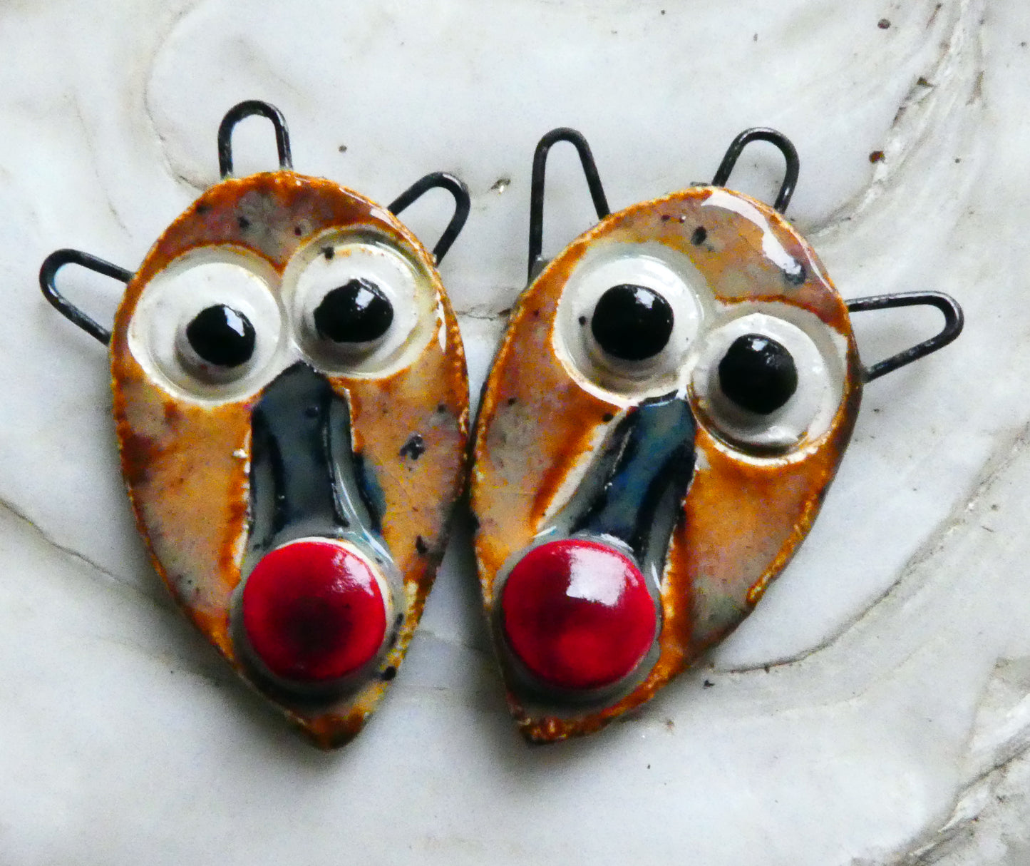 Ceramic Rudolph Face Charms