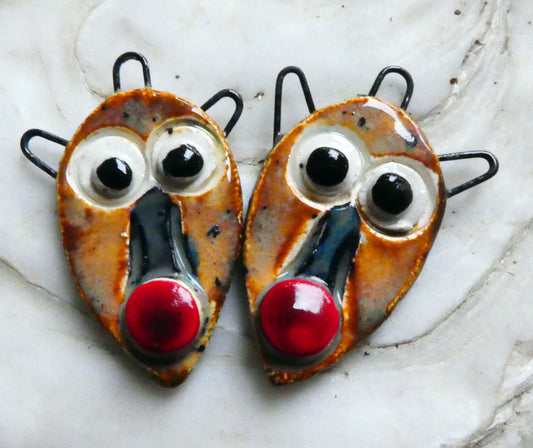 Ceramic Rudolph Face Charms