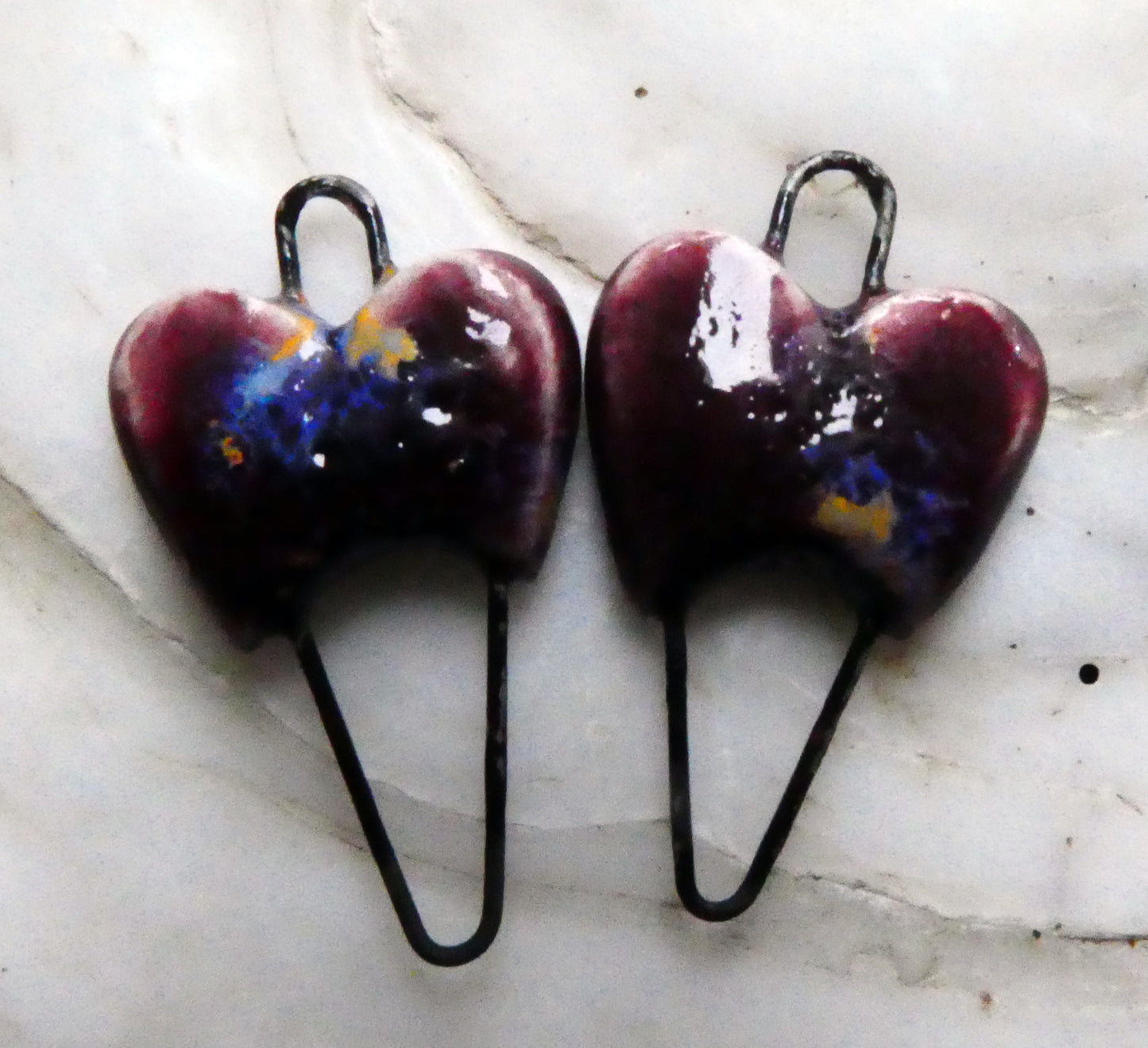 Ceramic Heart Earring Connectors -Sailors Delight