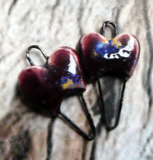 Ceramic Heart Earring Connectors -Sailors Delight