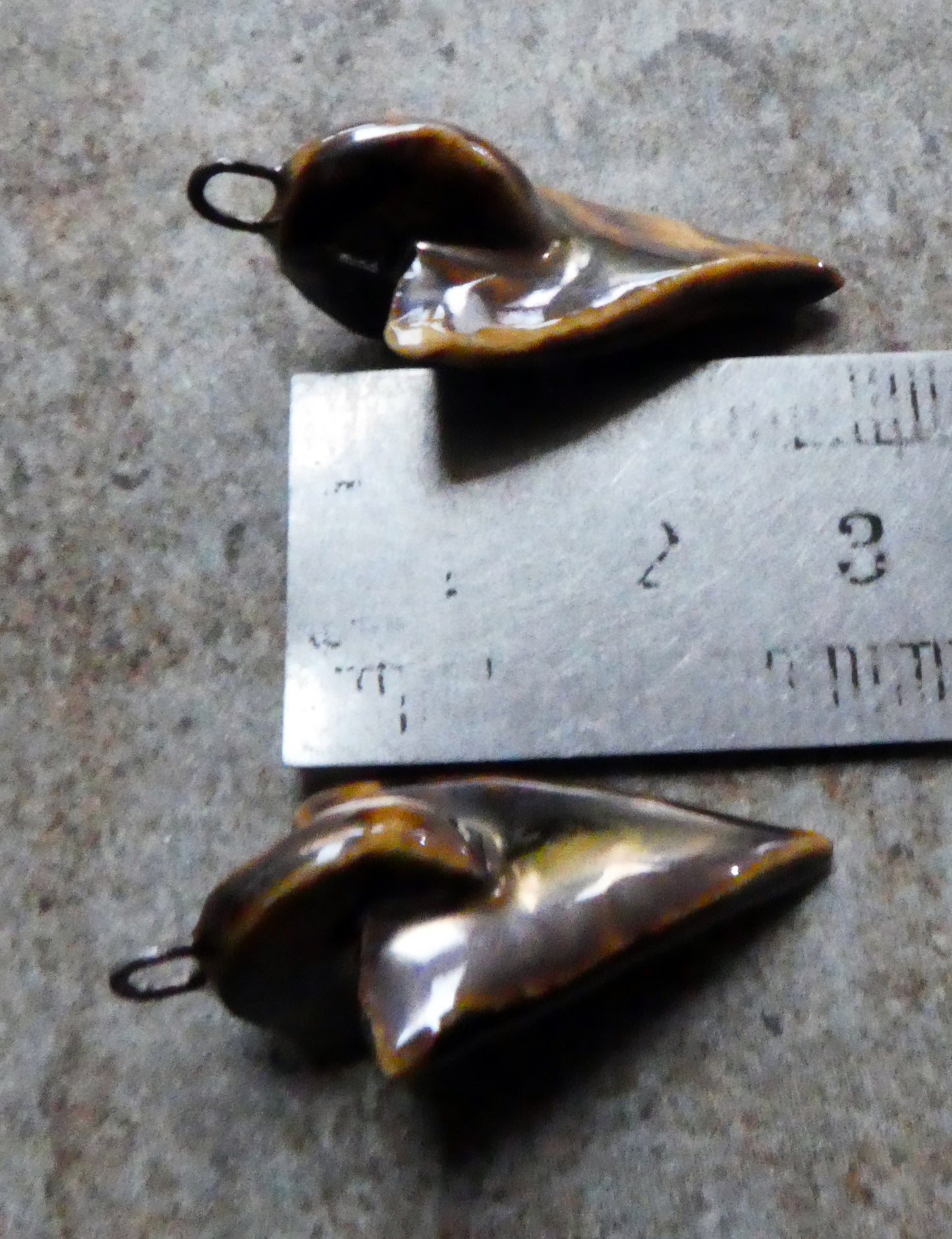 Ceramic Interconnected Dagger Earring Charms -Golden Brown