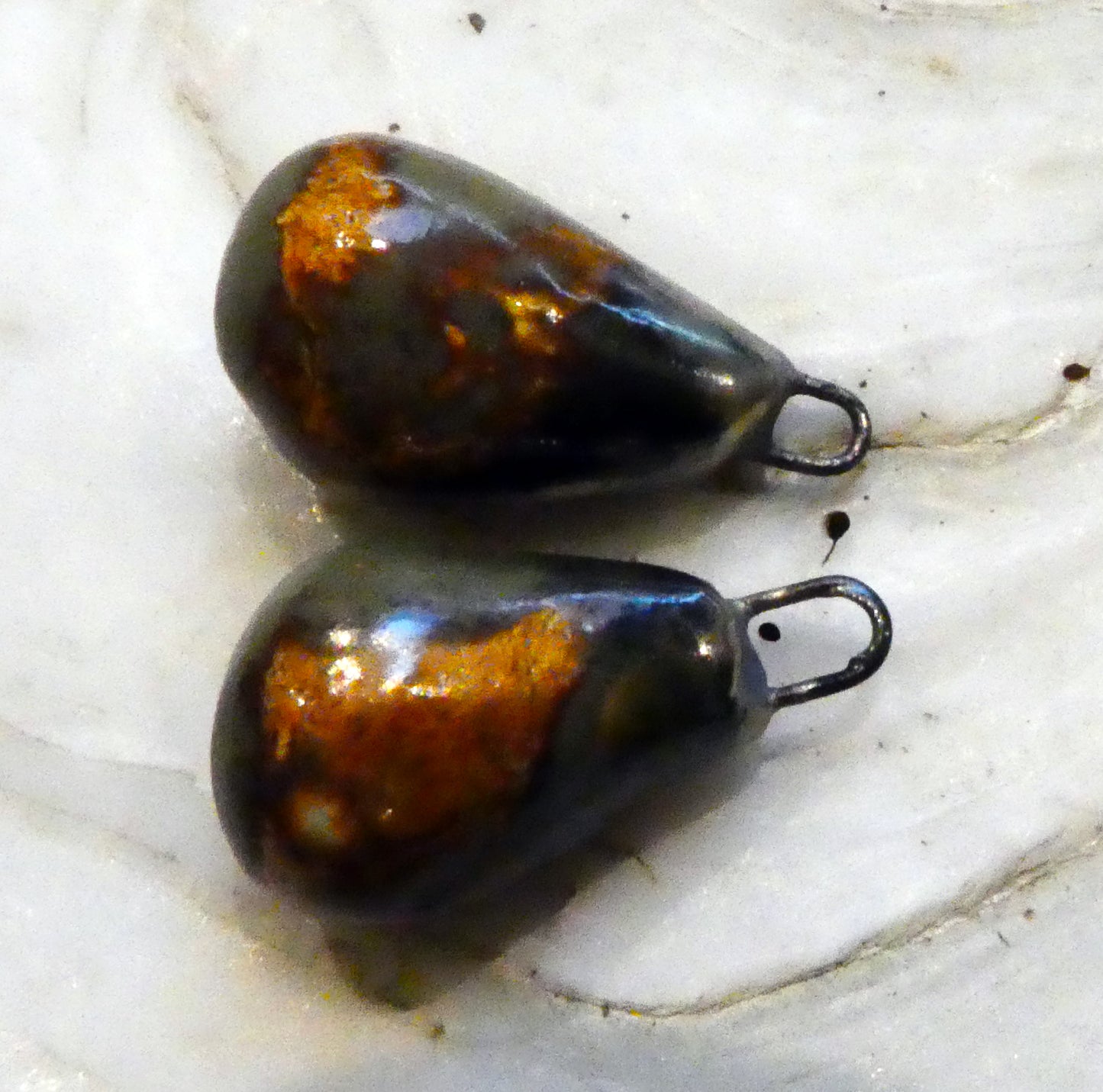 Ceramic Drops Earring Charms - Bark