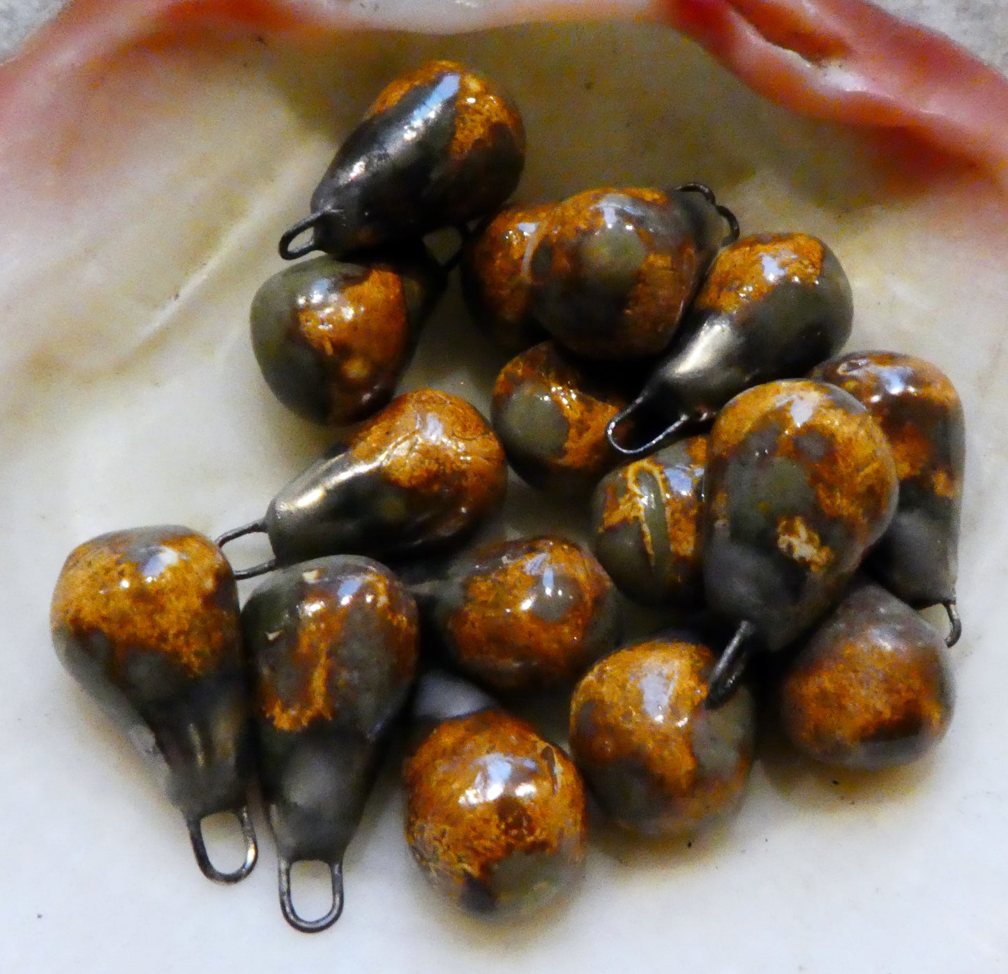 Ceramic Drops Earring Charms - Bark