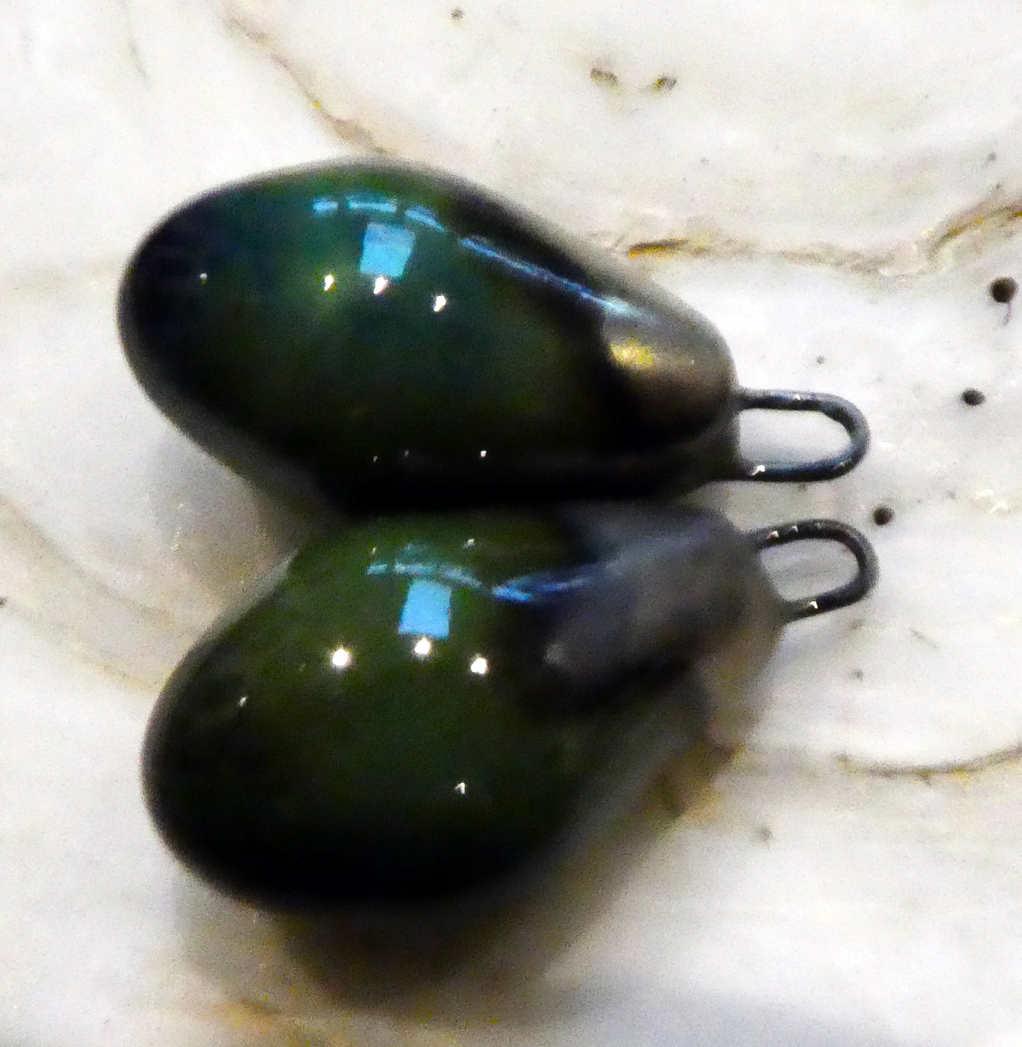 Ceramic Drops Earring Charms -  Peacock Green