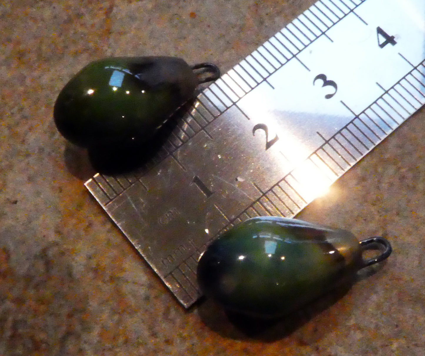 Ceramic Drops Earring Charms -  Peacock Green