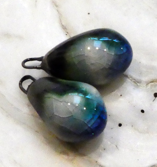 Ceramic Drops Earring Charms -  Moonscape Crackle