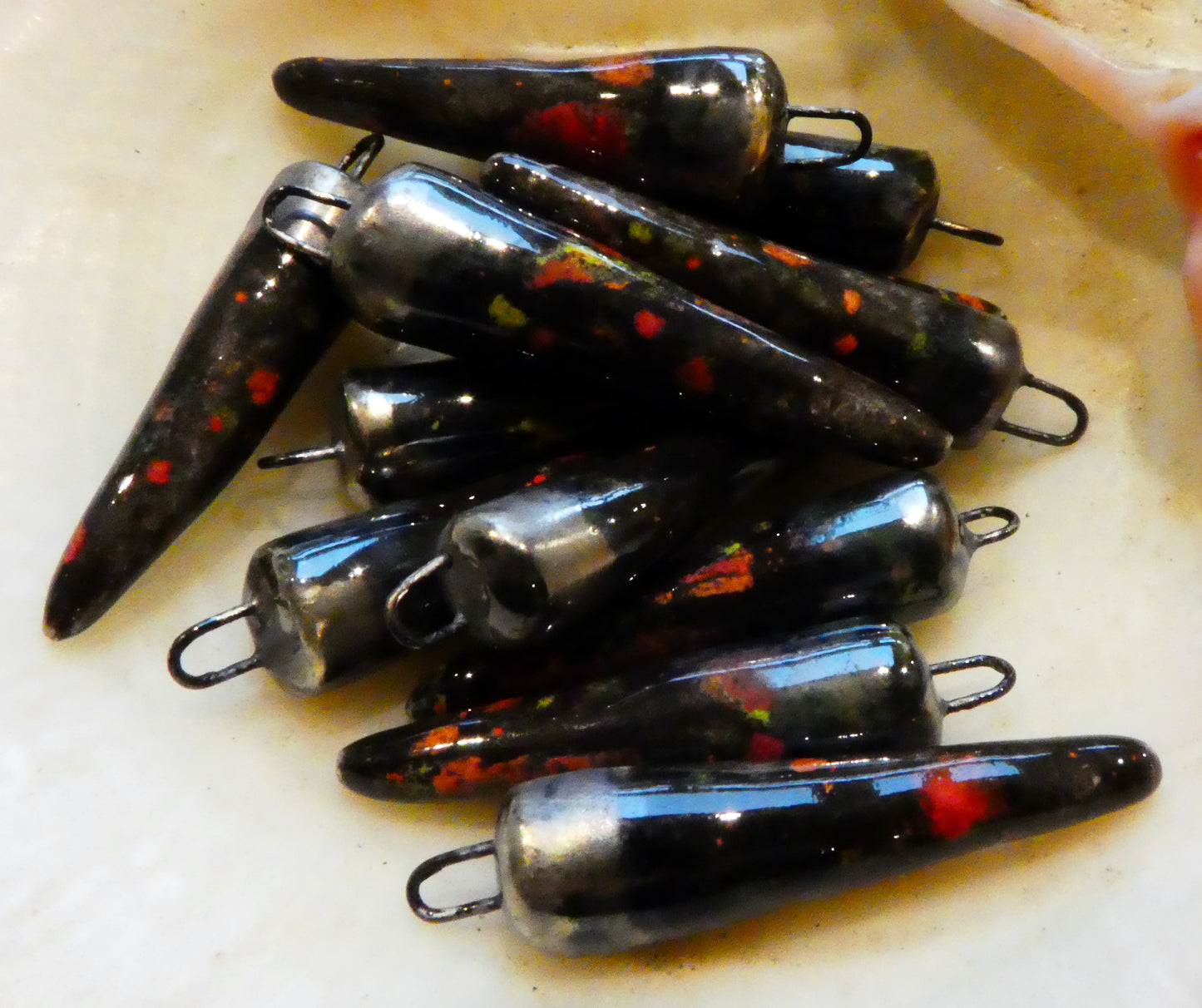 Ceramic Spikes Earring Charms -  Masquerade