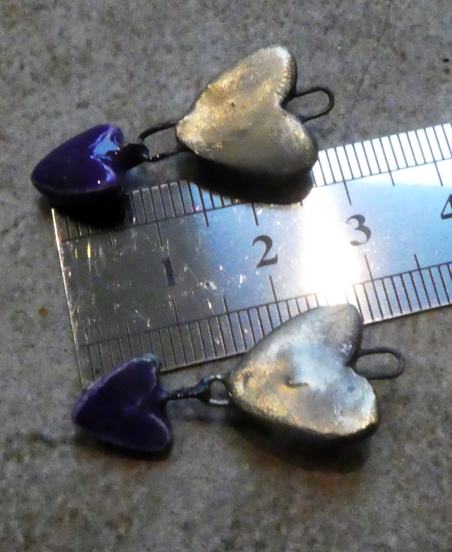 Ceramic Moulded Double Heart Dangles - Dark Purple