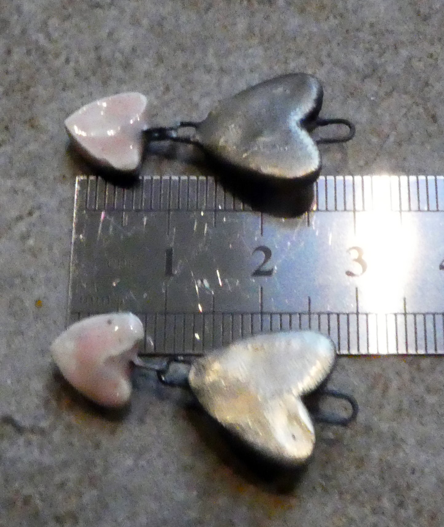 Ceramic Moulded Double Heart Dangles - Morganite