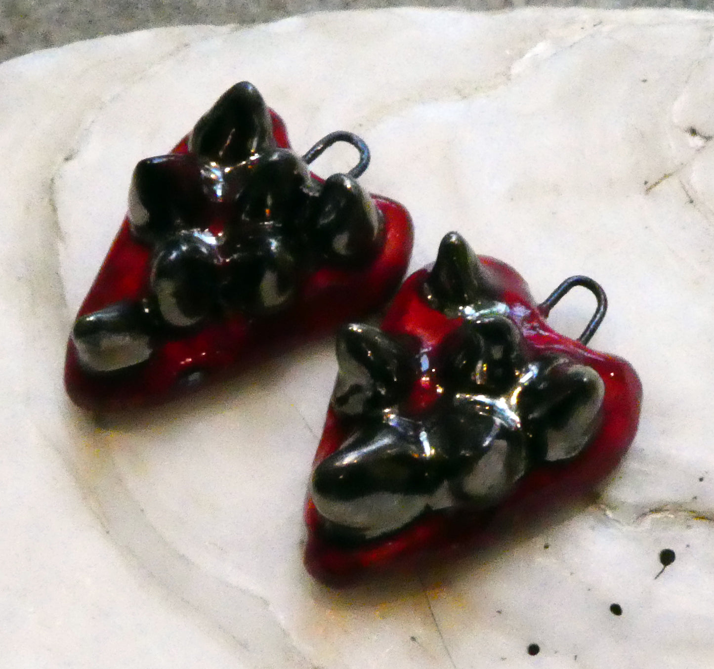 Ceramic Spiky Heart Earring Charms